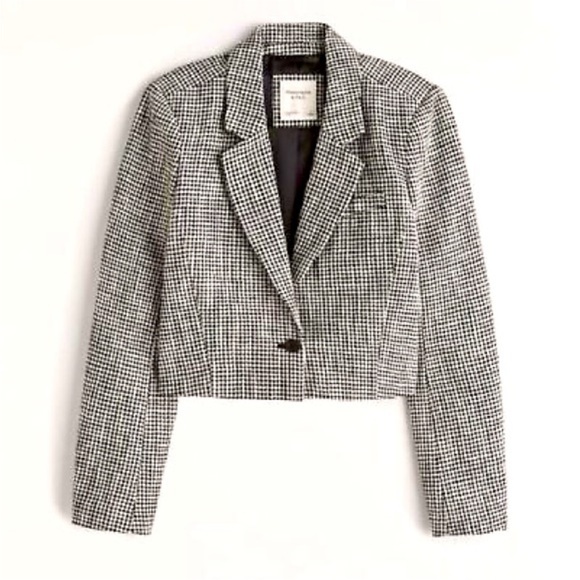 Abercrombie & Fitch Jackets & Blazers - Abercrombie & Fitch Black White Houndstooth‎ Tweed Cropped Blazer Size S